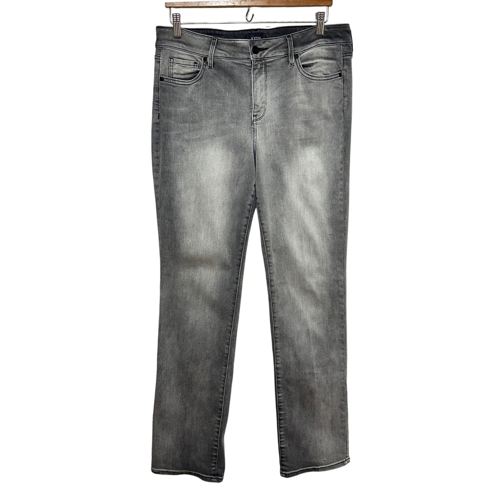 NYDJ Marilyn‎ Straight Jeans Womens 14 Gray Lift Tuck Stretch Denim Casual